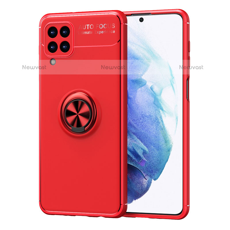 Ultra-thin Silicone Gel Soft Case Cover with Magnetic Finger Ring Stand JM1 for Samsung Galaxy M62 4G Red