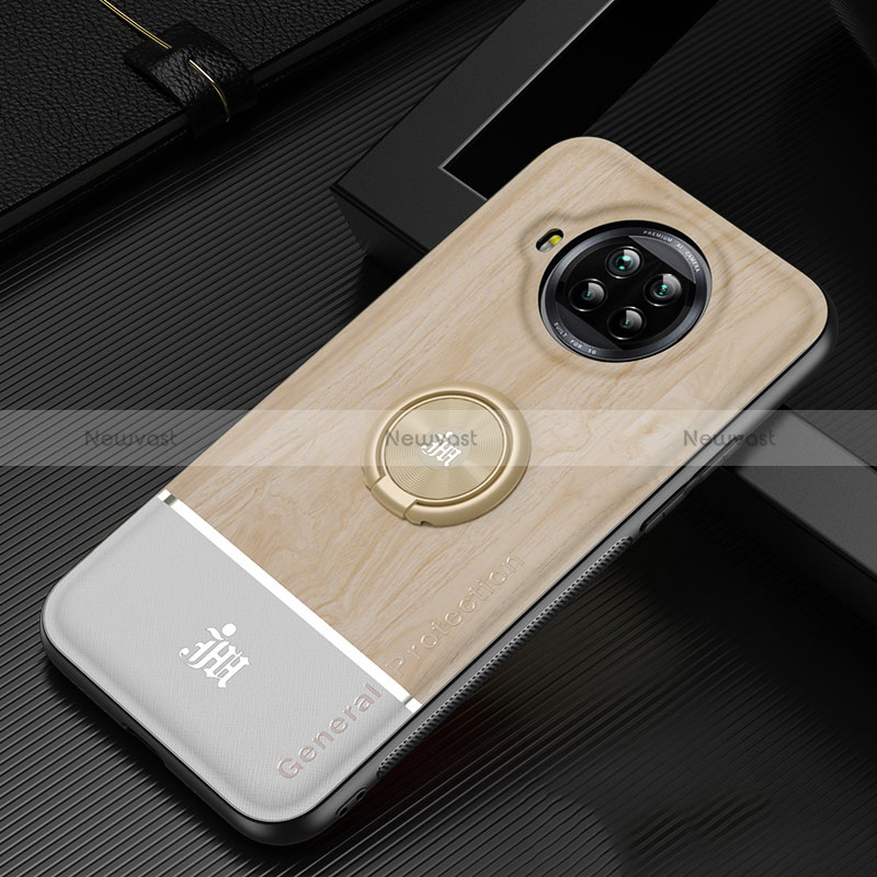 Ultra-thin Silicone Gel Soft Case Cover with Magnetic Finger Ring Stand JM1 for Xiaomi Mi 10i 5G Gold