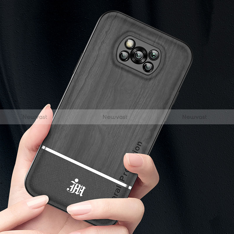 Ultra-thin Silicone Gel Soft Case Cover with Magnetic Finger Ring Stand JM1 for Xiaomi Poco X3 NFC