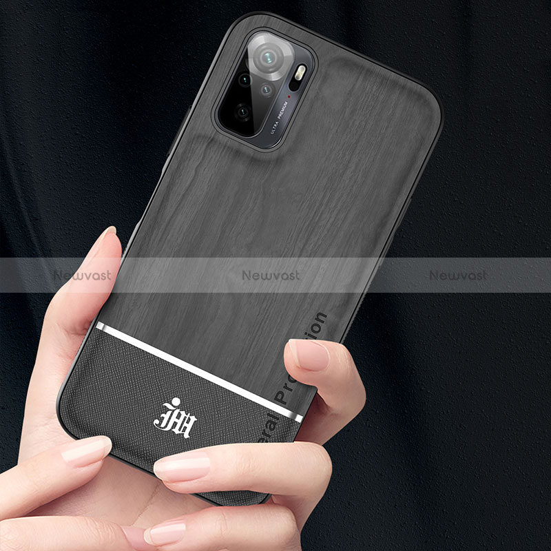 Ultra-thin Silicone Gel Soft Case Cover with Magnetic Finger Ring Stand JM1 for Xiaomi Redmi Note 10S 4G