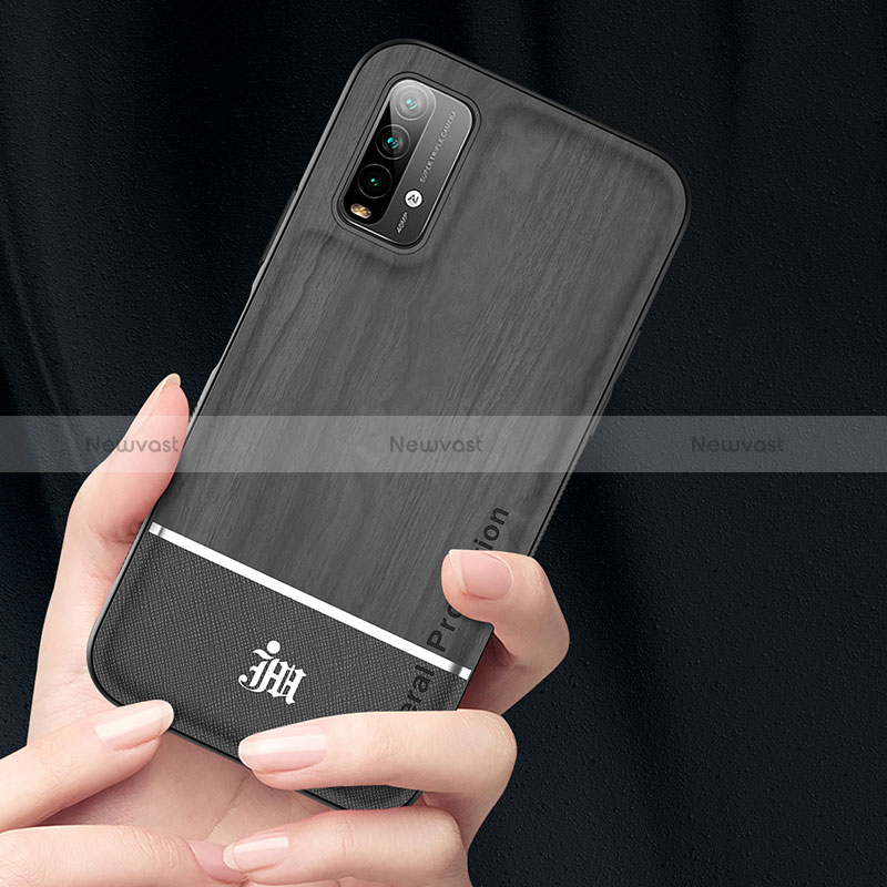 Ultra-thin Silicone Gel Soft Case Cover with Magnetic Finger Ring Stand JM1 for Xiaomi Redmi Note 9 4G