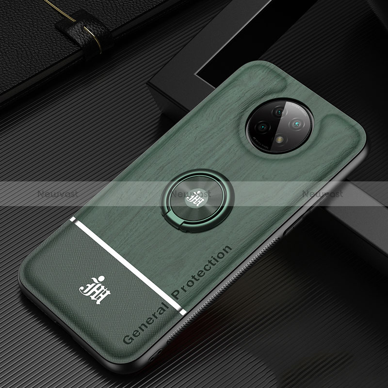 Ultra-thin Silicone Gel Soft Case Cover with Magnetic Finger Ring Stand JM1 for Xiaomi Redmi Note 9 5G