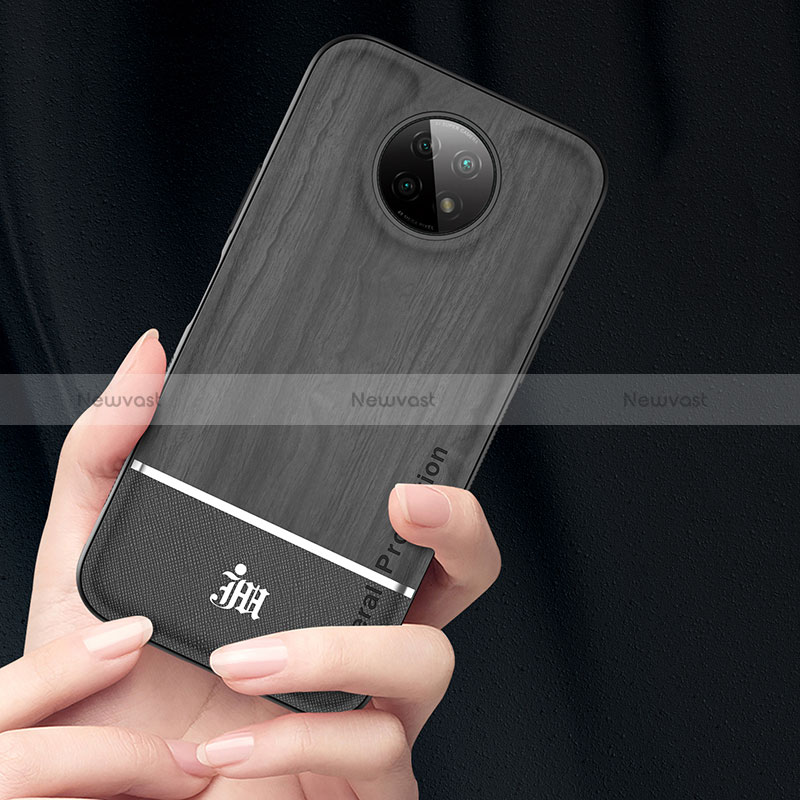 Ultra-thin Silicone Gel Soft Case Cover with Magnetic Finger Ring Stand JM1 for Xiaomi Redmi Note 9 5G