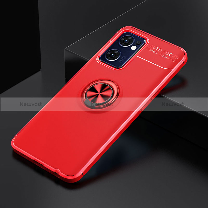 Ultra-thin Silicone Gel Soft Case Cover with Magnetic Finger Ring Stand JM2 for OnePlus Nord CE 2 5G Red