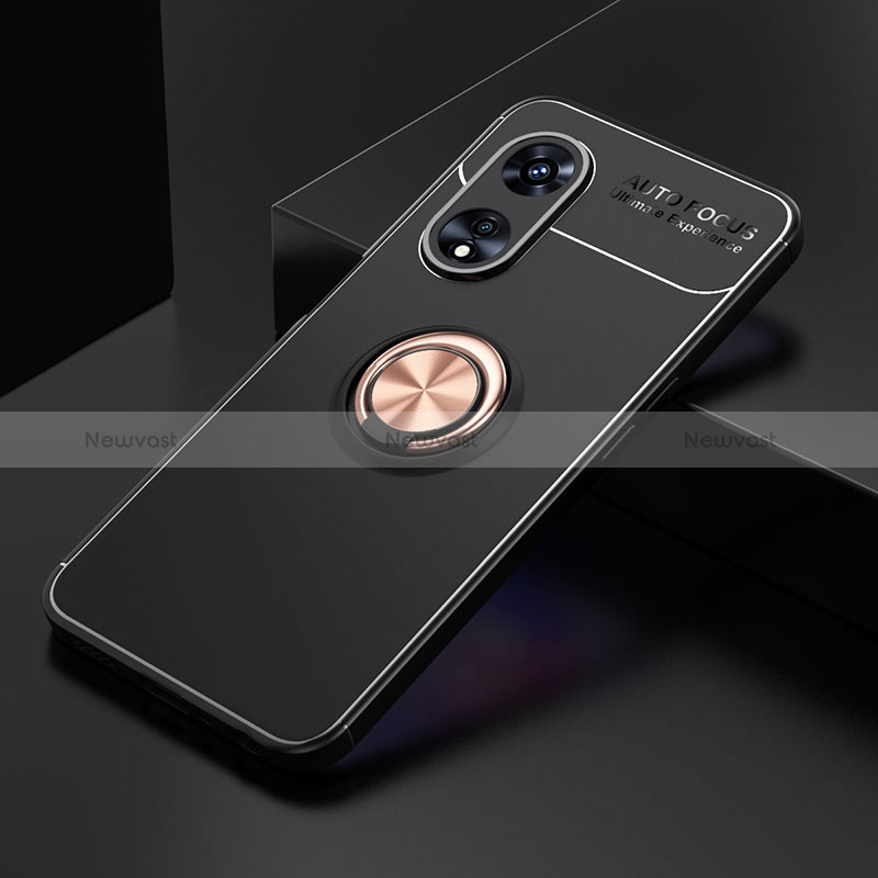 Ultra-thin Silicone Gel Soft Case Cover with Magnetic Finger Ring Stand JM2 for Oppo A1 Pro 5G