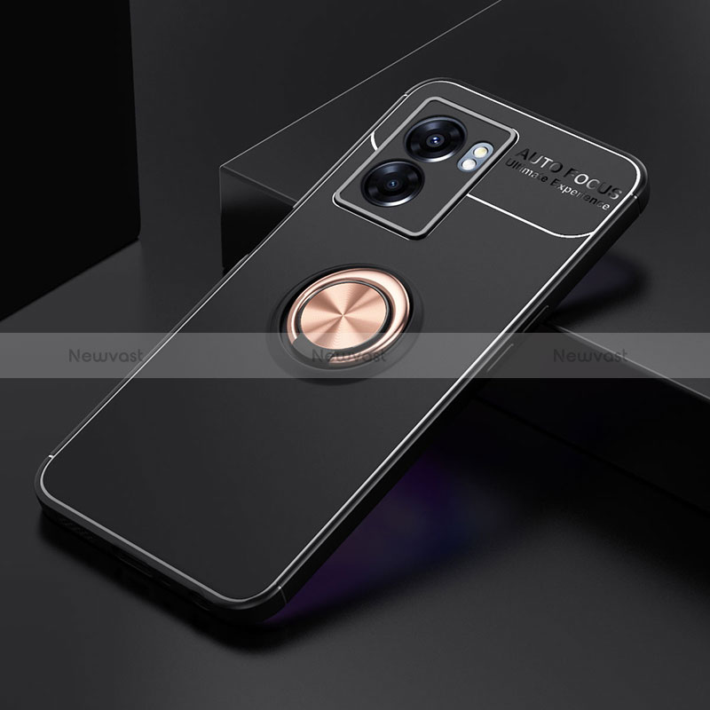 Ultra-thin Silicone Gel Soft Case Cover with Magnetic Finger Ring Stand JM2 for Oppo A77 5G