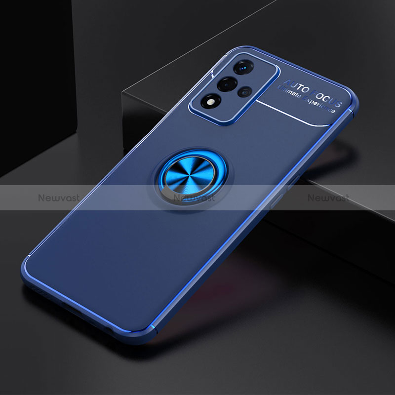 Ultra-thin Silicone Gel Soft Case Cover with Magnetic Finger Ring Stand JM2 for Oppo A93s 5G