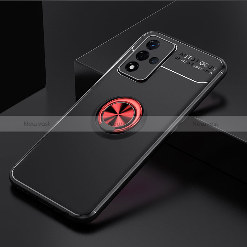 Ultra-thin Silicone Gel Soft Case Cover with Magnetic Finger Ring Stand JM2 for Oppo A93s 5G