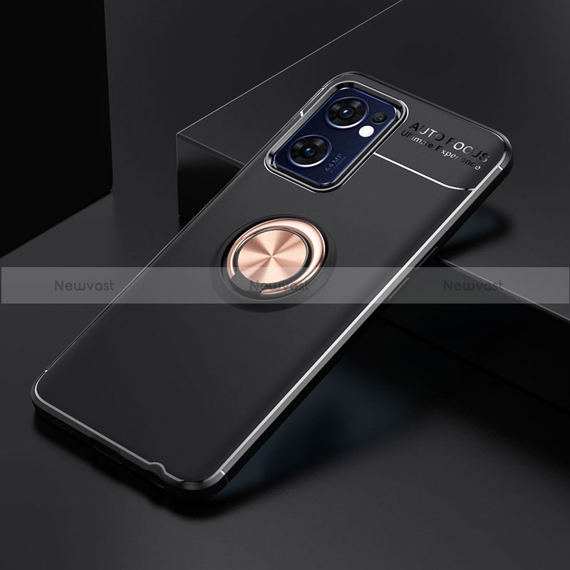 Ultra-thin Silicone Gel Soft Case Cover with Magnetic Finger Ring Stand JM2 for Oppo Find X5 Lite 5G