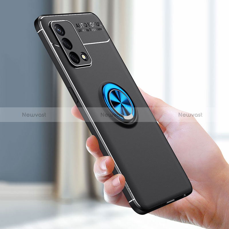 Ultra-thin Silicone Gel Soft Case Cover with Magnetic Finger Ring Stand JM2 for Oppo K9 5G