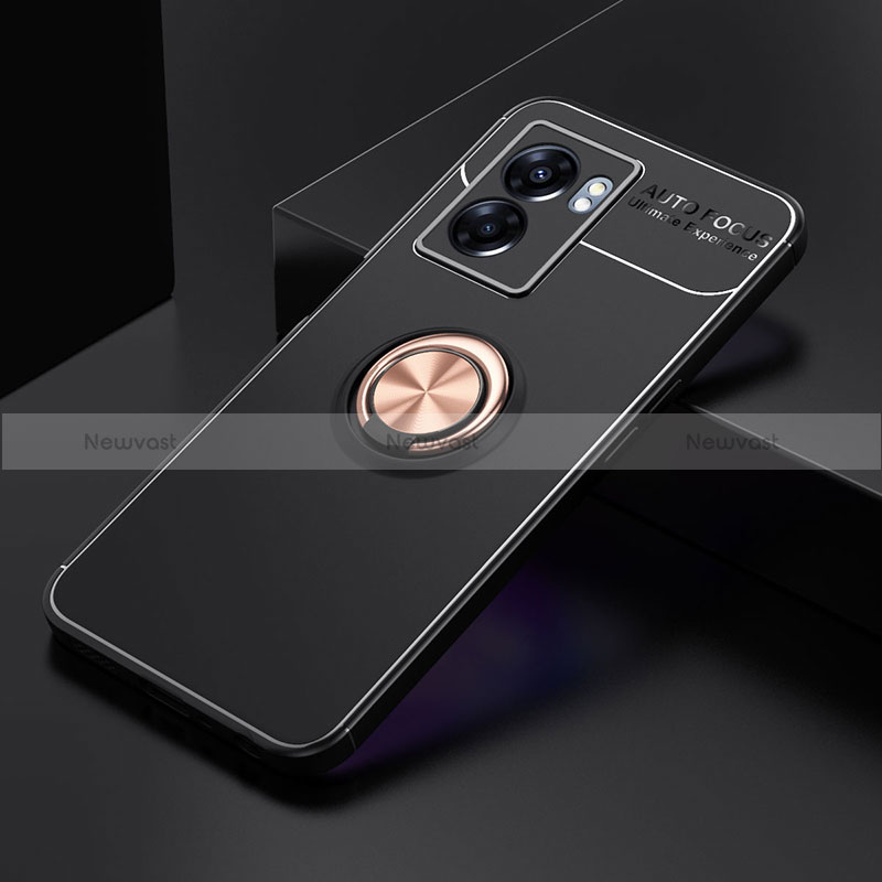 Ultra-thin Silicone Gel Soft Case Cover with Magnetic Finger Ring Stand JM2 for Realme V23i 5G