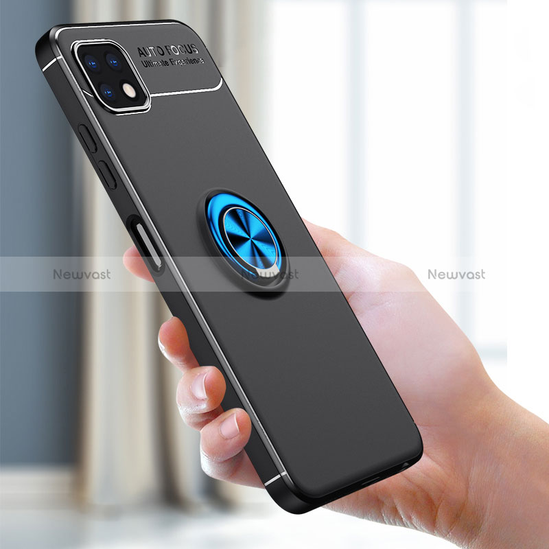 Ultra-thin Silicone Gel Soft Case Cover with Magnetic Finger Ring Stand JM2 for Samsung Galaxy A22 5G
