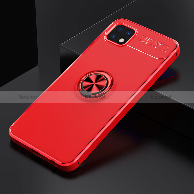 Ultra-thin Silicone Gel Soft Case Cover with Magnetic Finger Ring Stand JM2 for Samsung Galaxy A22s 5G Red