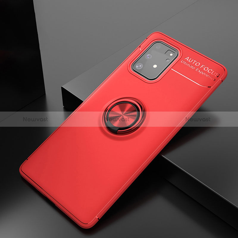 Ultra-thin Silicone Gel Soft Case Cover with Magnetic Finger Ring Stand JM2 for Samsung Galaxy S10 Lite Red