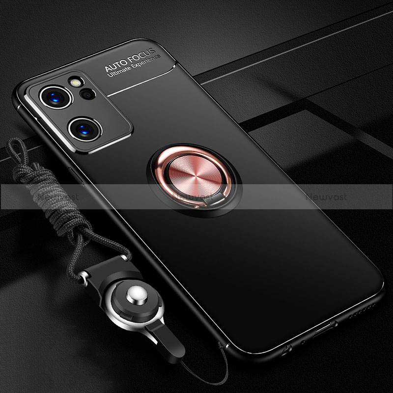 Ultra-thin Silicone Gel Soft Case Cover with Magnetic Finger Ring Stand JM3 for OnePlus Nord CE 2 5G