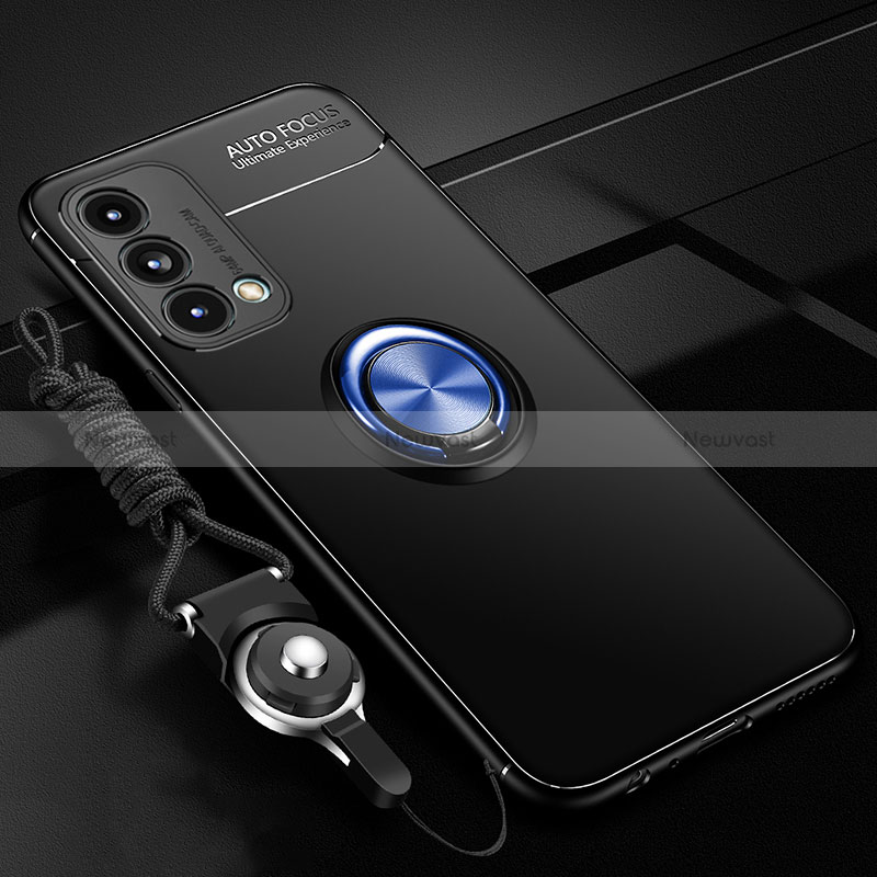 Ultra-thin Silicone Gel Soft Case Cover with Magnetic Finger Ring Stand JM3 for Oppo A74 5G