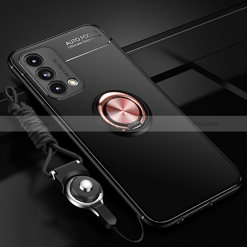 Ultra-thin Silicone Gel Soft Case Cover with Magnetic Finger Ring Stand JM3 for Oppo A74 5G