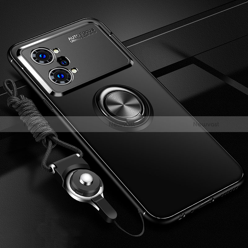 Ultra-thin Silicone Gel Soft Case Cover with Magnetic Finger Ring Stand JM3 for Oppo K10 Pro 5G