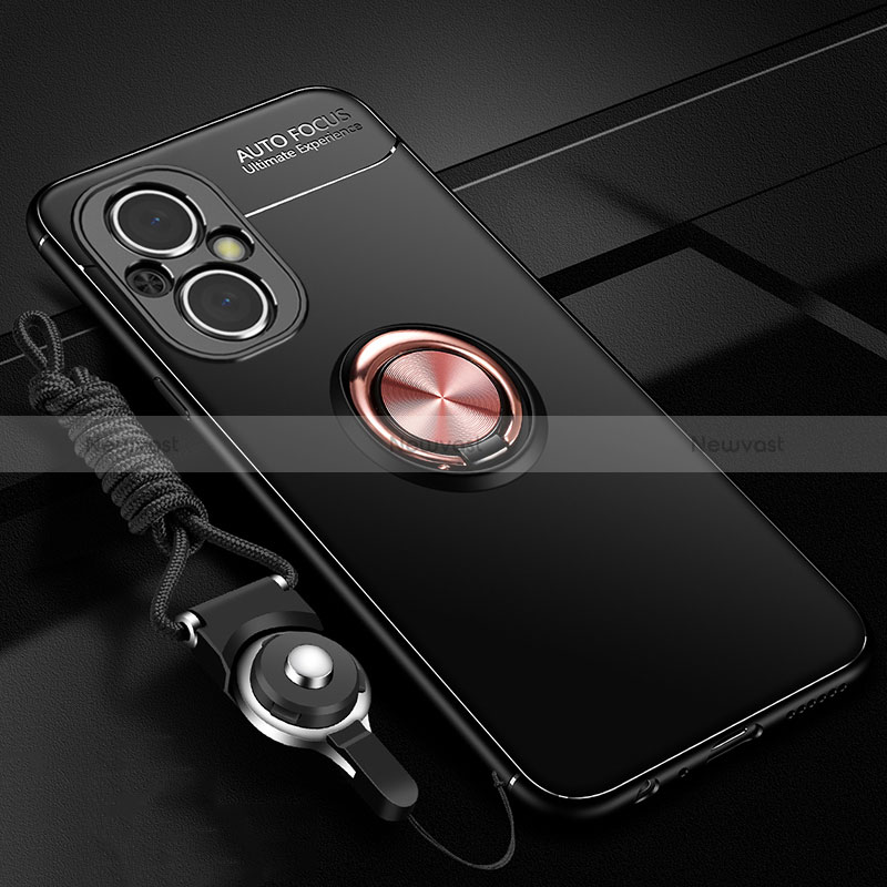 Ultra-thin Silicone Gel Soft Case Cover with Magnetic Finger Ring Stand JM3 for Oppo Reno7 Lite 5G