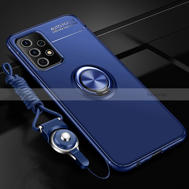 Ultra-thin Silicone Gel Soft Case Cover with Magnetic Finger Ring Stand JM3 for Samsung Galaxy A52s 5G