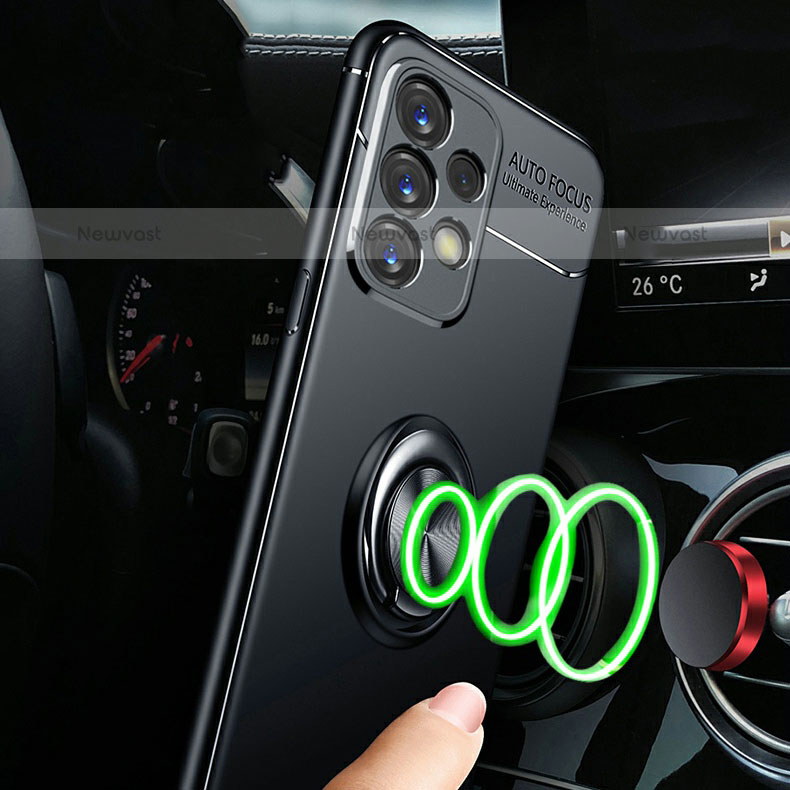 Ultra-thin Silicone Gel Soft Case Cover with Magnetic Finger Ring Stand JM3 for Samsung Galaxy M32 5G