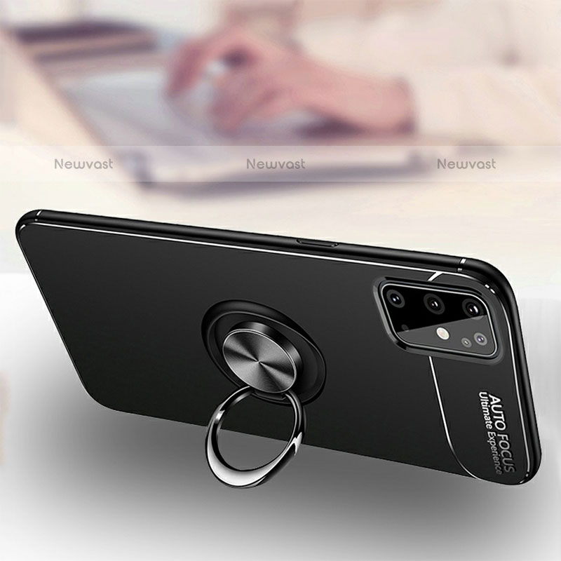 Ultra-thin Silicone Gel Soft Case Cover with Magnetic Finger Ring Stand JM3 for Samsung Galaxy S20 Plus 5G