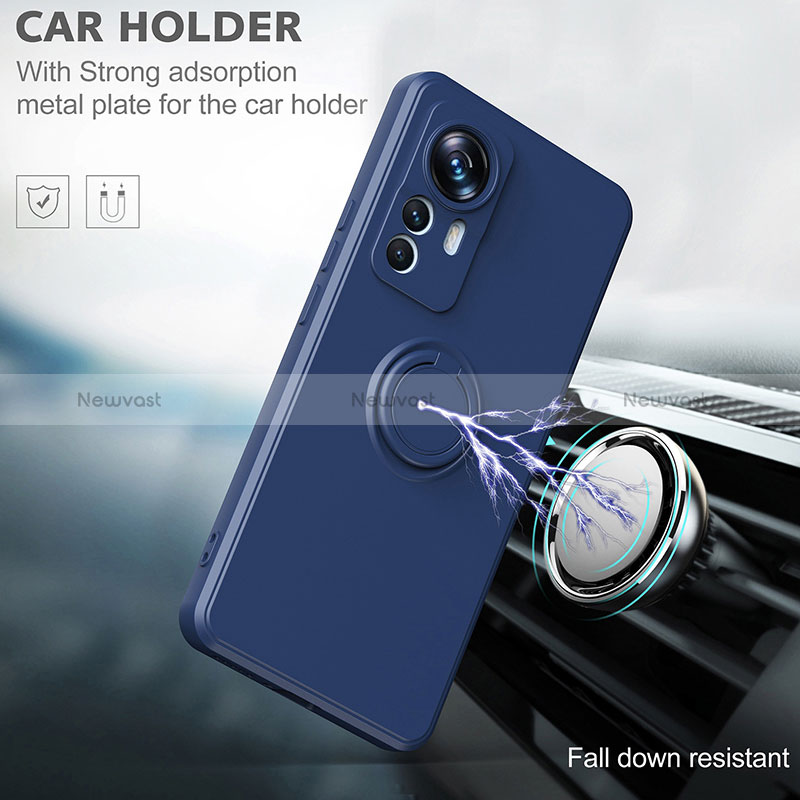 Ultra-thin Silicone Gel Soft Case Cover with Magnetic Finger Ring Stand QW1 for Xiaomi Mi 12T 5G