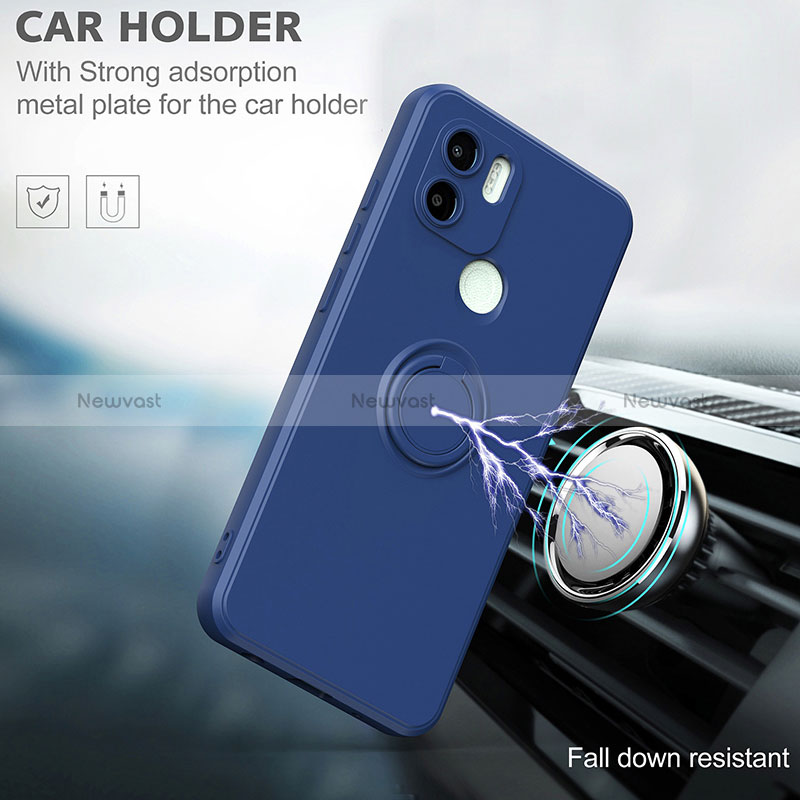 Ultra-thin Silicone Gel Soft Case Cover with Magnetic Finger Ring Stand QW1 for Xiaomi Poco C50