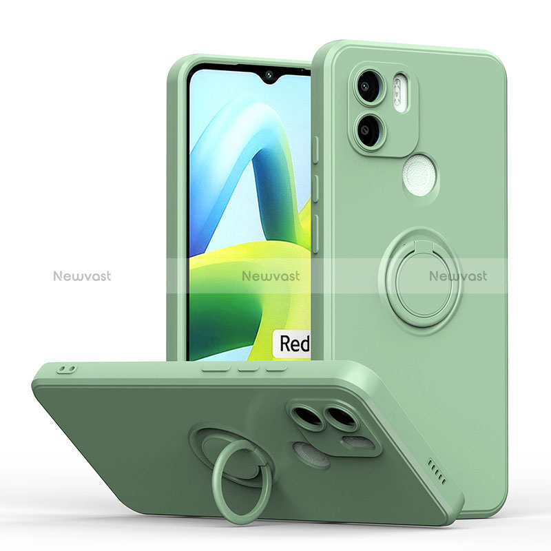 Ultra-thin Silicone Gel Soft Case Cover with Magnetic Finger Ring Stand QW1 for Xiaomi Poco C51 Matcha Green