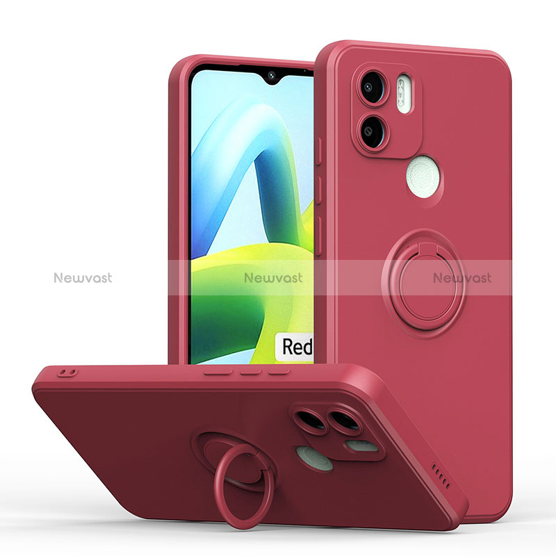 Ultra-thin Silicone Gel Soft Case Cover with Magnetic Finger Ring Stand QW1 for Xiaomi Redmi A1 Plus