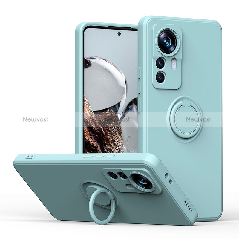 Ultra-thin Silicone Gel Soft Case Cover with Magnetic Finger Ring Stand QW1 for Xiaomi Redmi K50 Ultra 5G