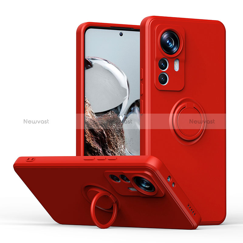 Ultra-thin Silicone Gel Soft Case Cover with Magnetic Finger Ring Stand QW1 for Xiaomi Redmi K50 Ultra 5G