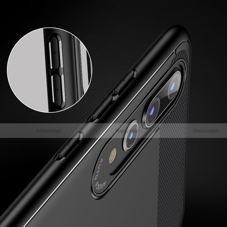 Ultra-thin Silicone Gel Soft Case Cover with Magnetic Finger Ring Stand S01 for Huawei P20 Pro