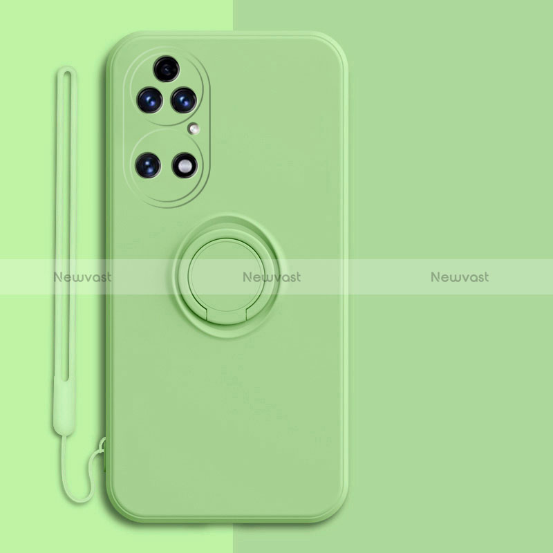 Ultra-thin Silicone Gel Soft Case Cover with Magnetic Finger Ring Stand S01 for Huawei P50 Matcha Green