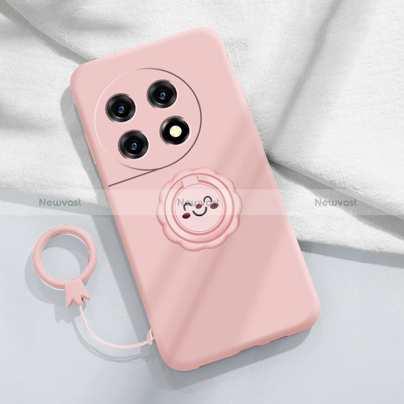 Ultra-thin Silicone Gel Soft Case Cover with Magnetic Finger Ring Stand S01 for OnePlus Ace 2 5G