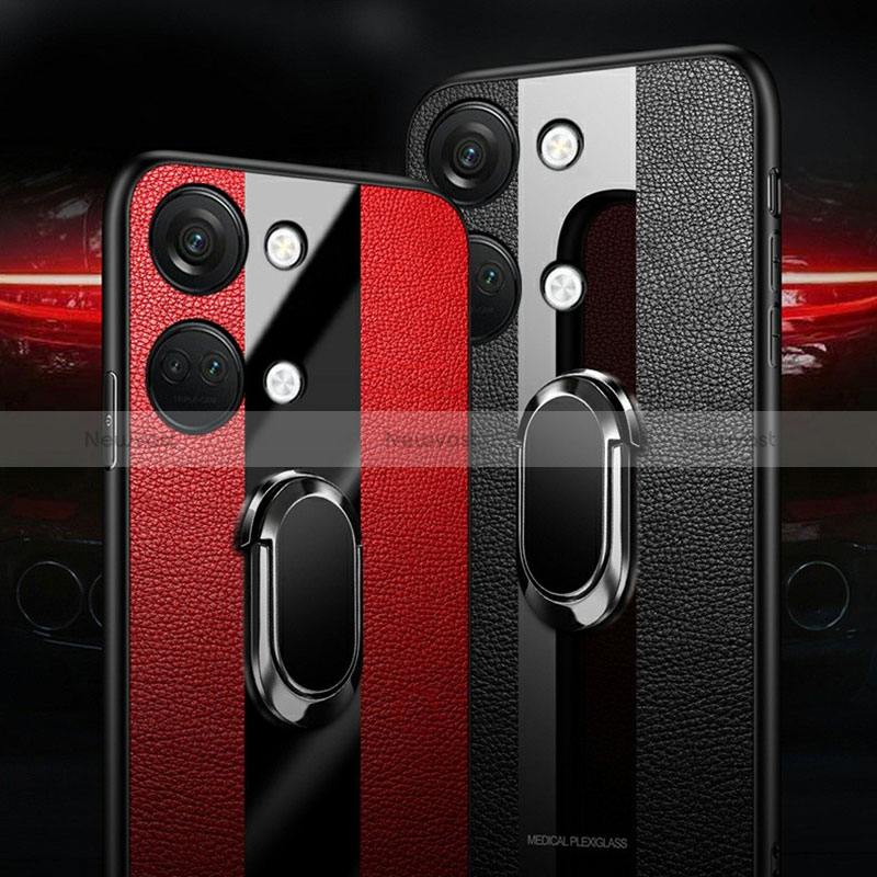 Ultra-thin Silicone Gel Soft Case Cover with Magnetic Finger Ring Stand S01 for OnePlus Nord 3 5G