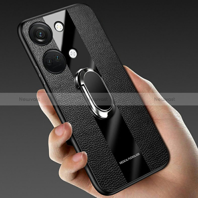 Ultra-thin Silicone Gel Soft Case Cover with Magnetic Finger Ring Stand S01 for OnePlus Nord 3 5G