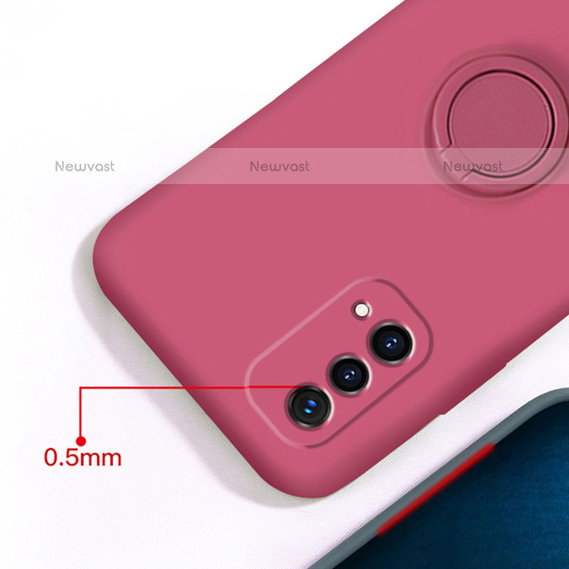 Ultra-thin Silicone Gel Soft Case Cover with Magnetic Finger Ring Stand S01 for Oppo A93 5G