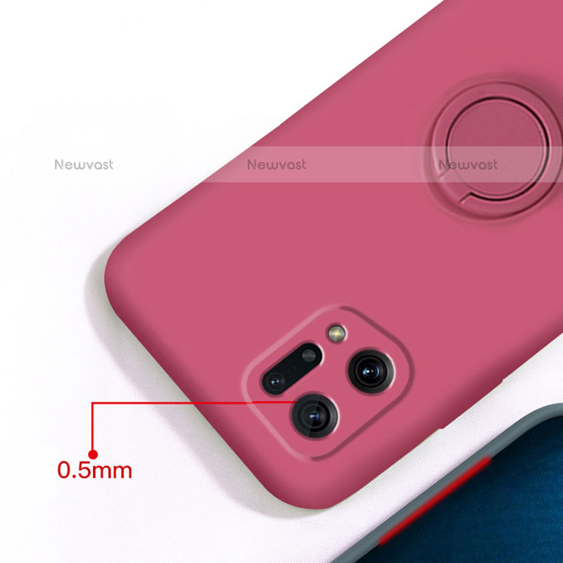 Ultra-thin Silicone Gel Soft Case Cover with Magnetic Finger Ring Stand S01 for Oppo Find X5 Pro 5G