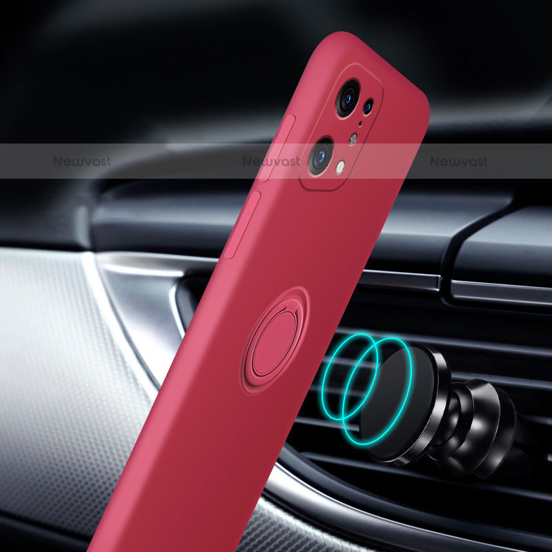 Ultra-thin Silicone Gel Soft Case Cover with Magnetic Finger Ring Stand S01 for Oppo Find X5 Pro 5G