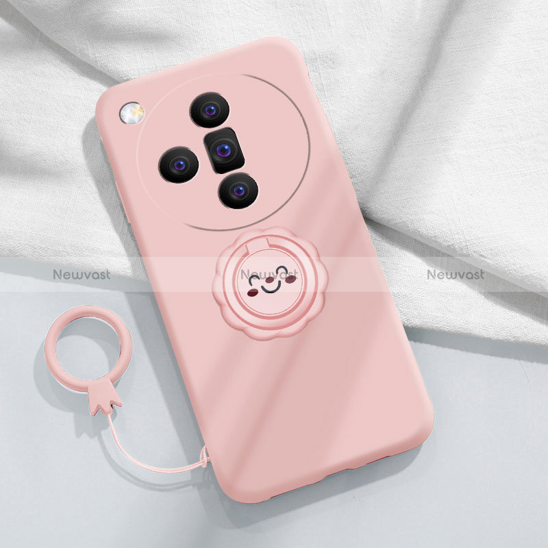 Ultra-thin Silicone Gel Soft Case Cover with Magnetic Finger Ring Stand S01 for Oppo Find X7 5G