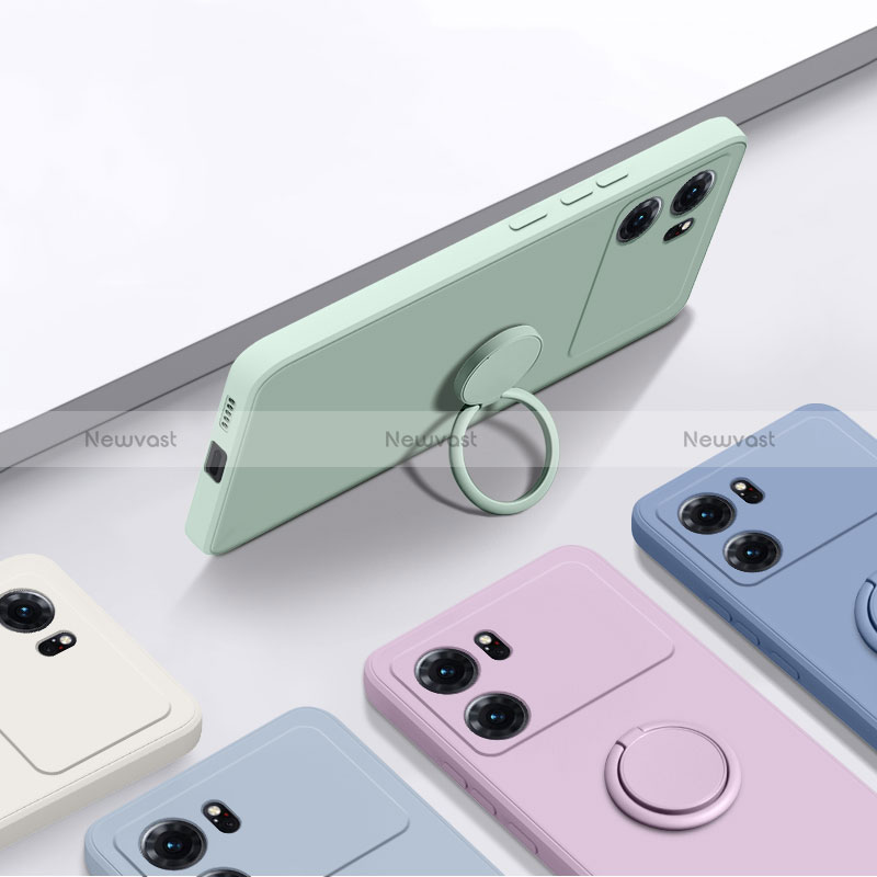 Ultra-thin Silicone Gel Soft Case Cover with Magnetic Finger Ring Stand S01 for Oppo K10 5G