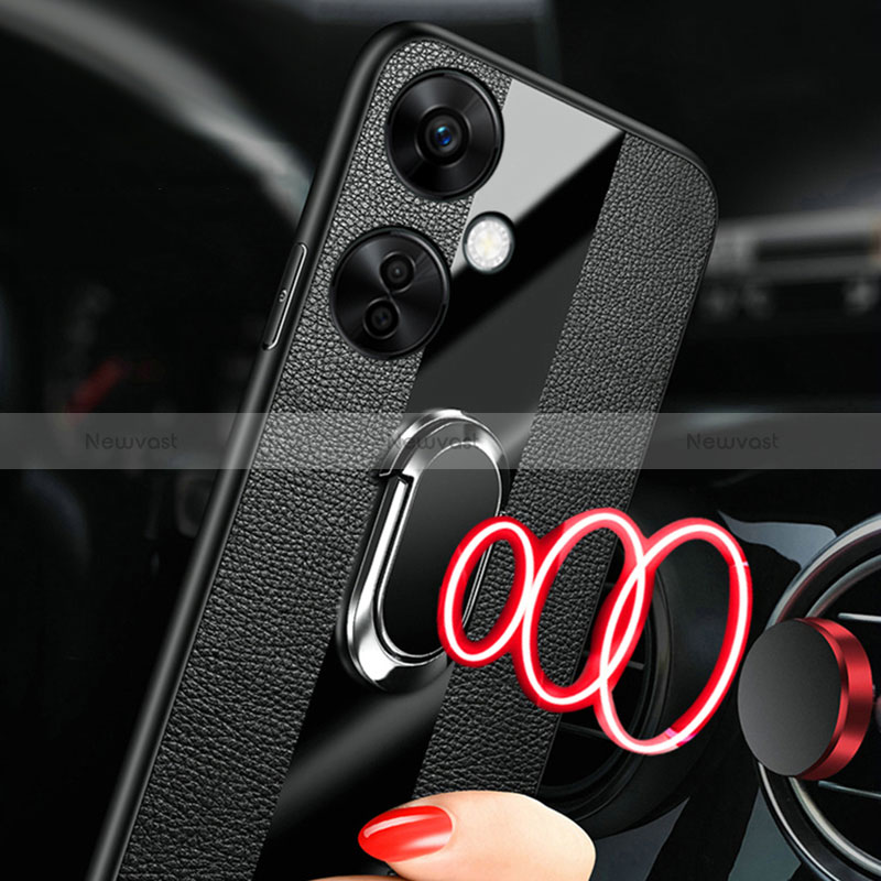 Ultra-thin Silicone Gel Soft Case Cover with Magnetic Finger Ring Stand S01 for Oppo K11x 5G