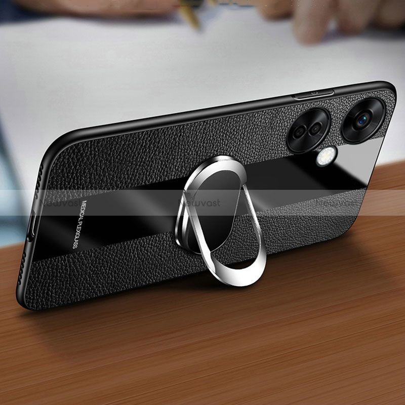 Ultra-thin Silicone Gel Soft Case Cover with Magnetic Finger Ring Stand S01 for Oppo K11x 5G