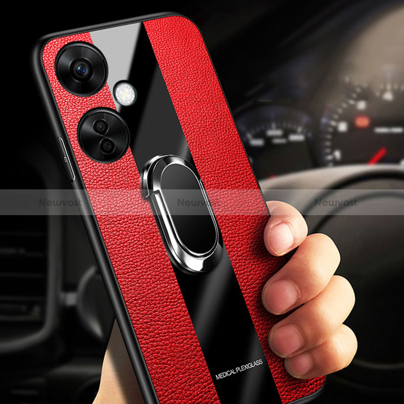 Ultra-thin Silicone Gel Soft Case Cover with Magnetic Finger Ring Stand S01 for Oppo K11x 5G