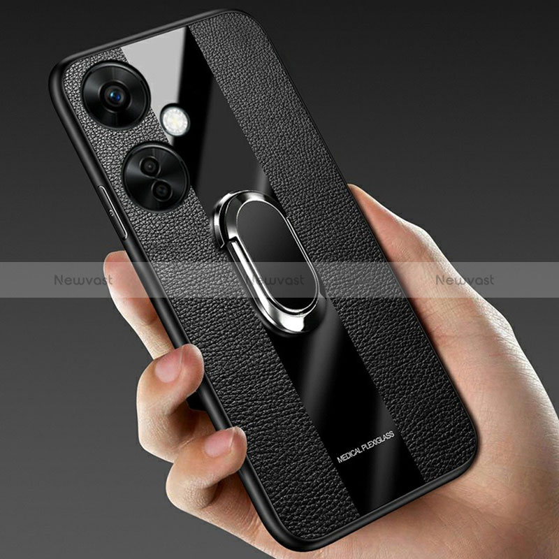 Ultra-thin Silicone Gel Soft Case Cover with Magnetic Finger Ring Stand S01 for Oppo K11x 5G