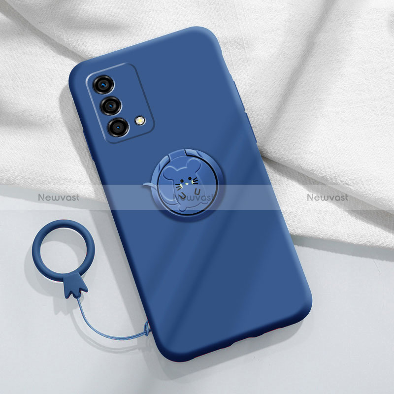 Ultra-thin Silicone Gel Soft Case Cover with Magnetic Finger Ring Stand S01 for Oppo K9 5G