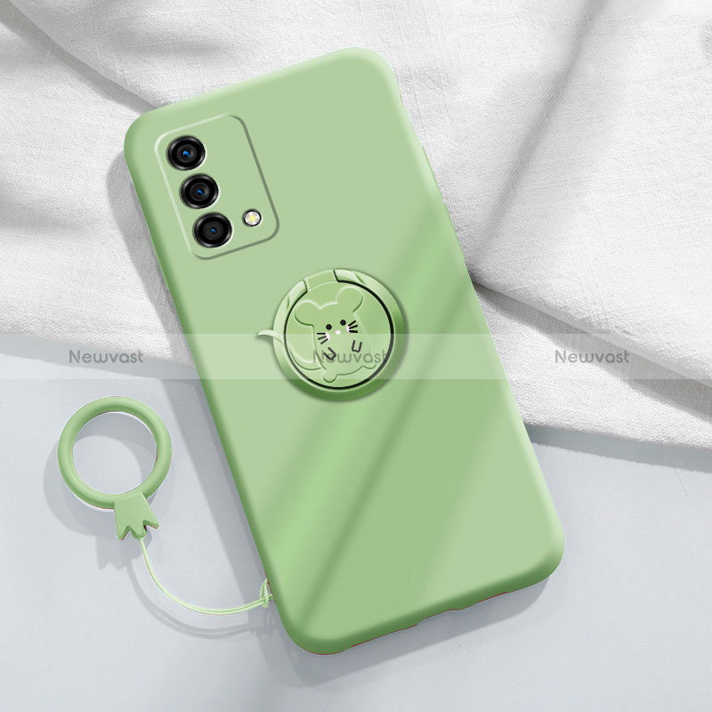 Ultra-thin Silicone Gel Soft Case Cover with Magnetic Finger Ring Stand S01 for Oppo K9 5G