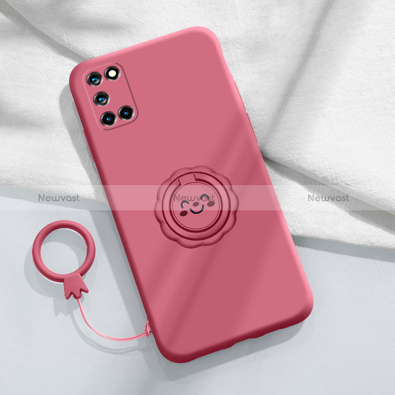 Ultra-thin Silicone Gel Soft Case Cover with Magnetic Finger Ring Stand S01 for Oppo Reno6 Pro 5G