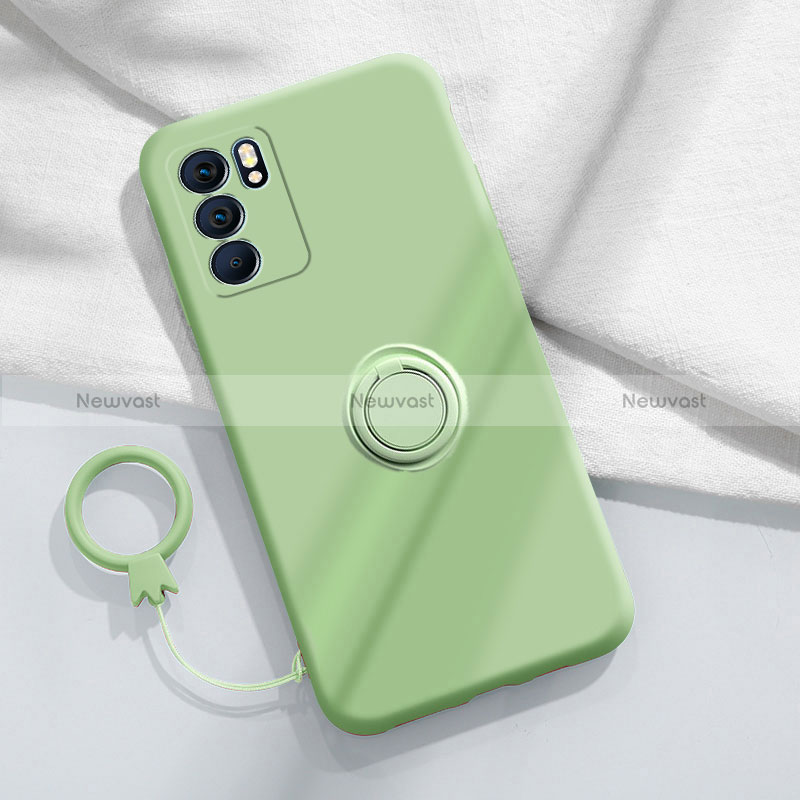 Ultra-thin Silicone Gel Soft Case Cover with Magnetic Finger Ring Stand S01 for Oppo Reno6 Pro 5G India